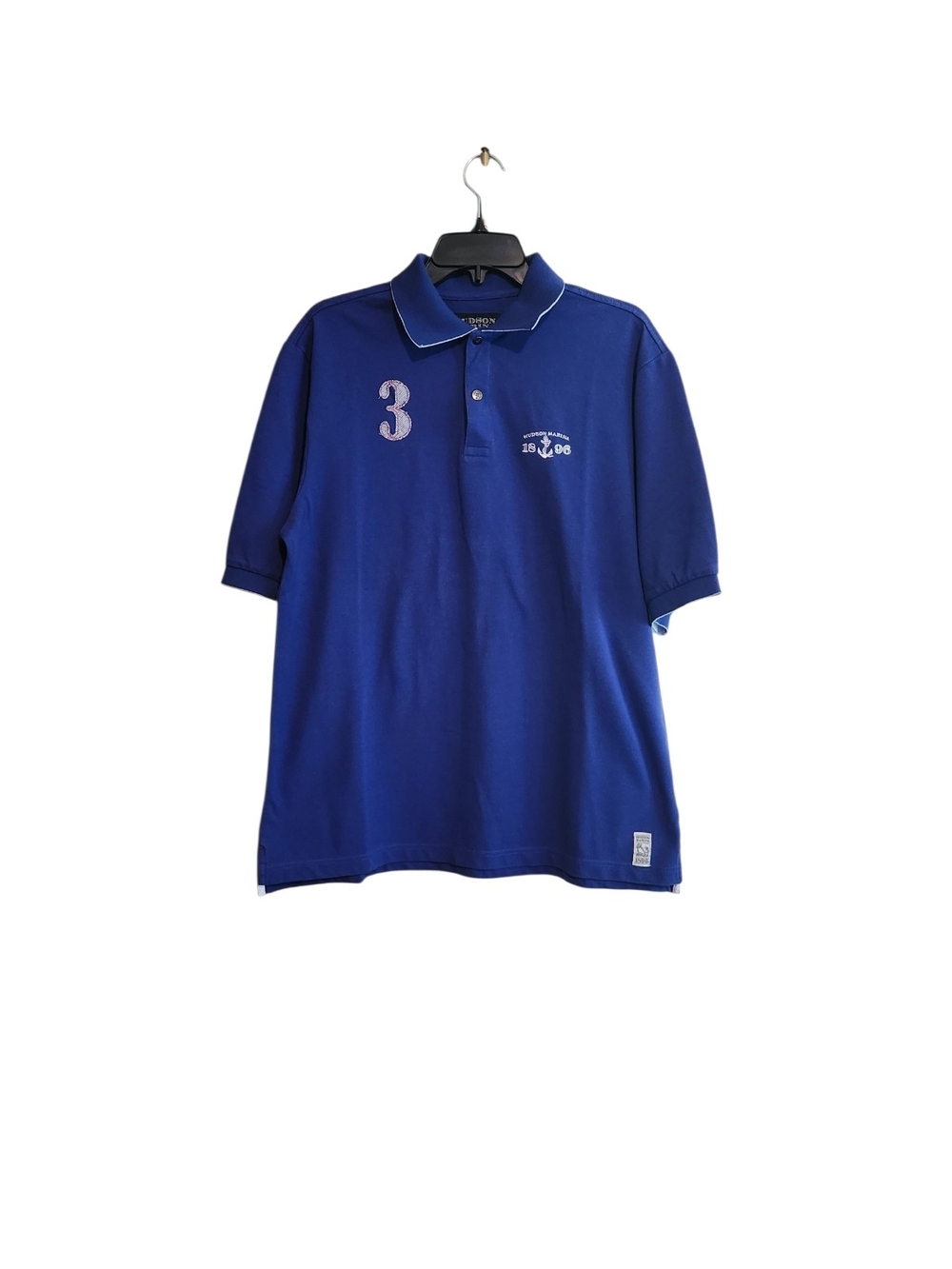 Hudson Marina 1896 Royal Blue Polo with Number 3 Embroidered Accent
